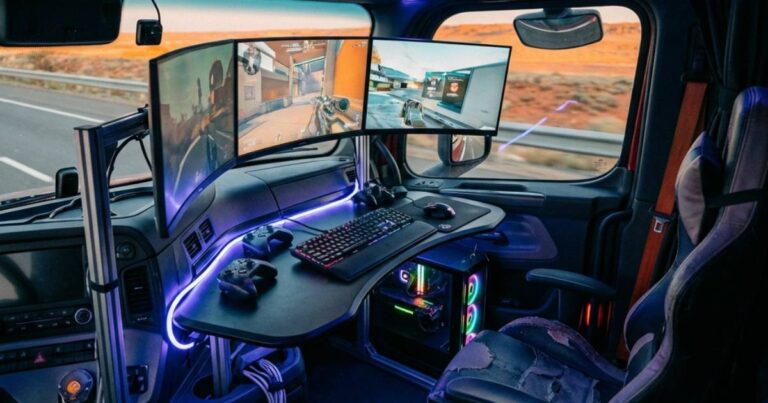 Caminhoneiro viraliza ao instalar PC gamer de US$ 6 mil dentro da cabine