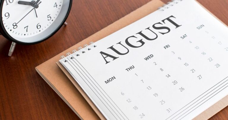 Agosto de 2026 engloba seis semanas e não tem feriados; veja os próximos
