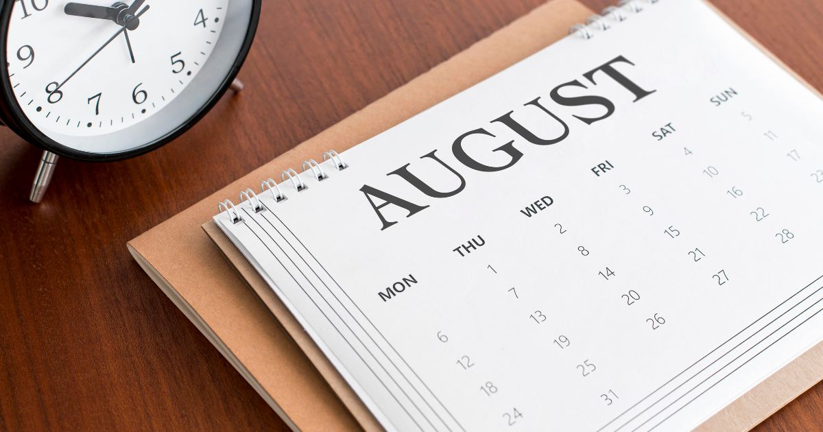 Agosto de 2026 engloba seis semanas e não tem feriados; veja os próximos